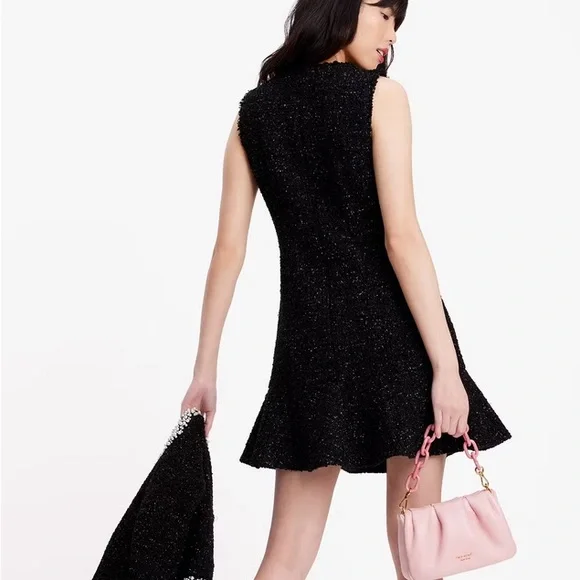 Kate Spade Black Flounce Tweed Dress - Picture 2 of 5